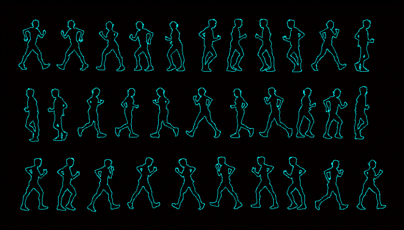 People Silhouettes Walking DWG Elevation for AutoCAD