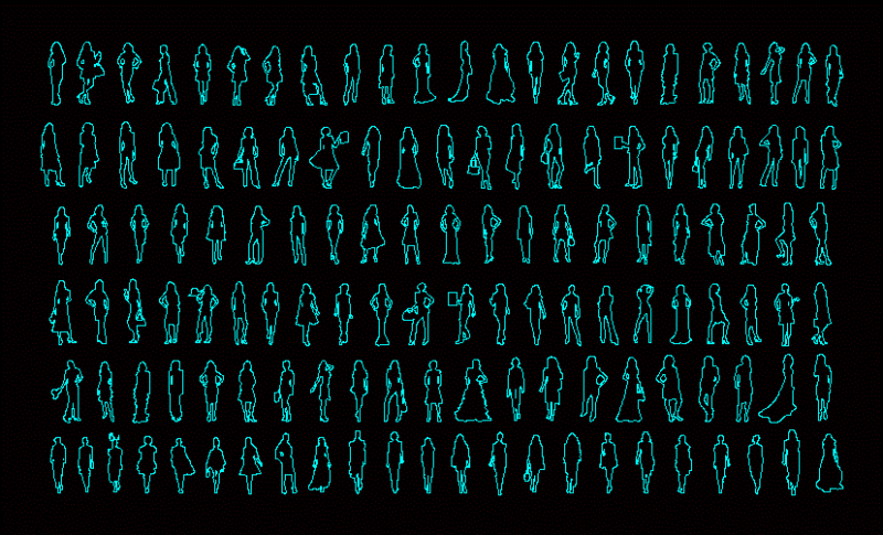 People Silhouettes Women DWG Block for AutoCAD