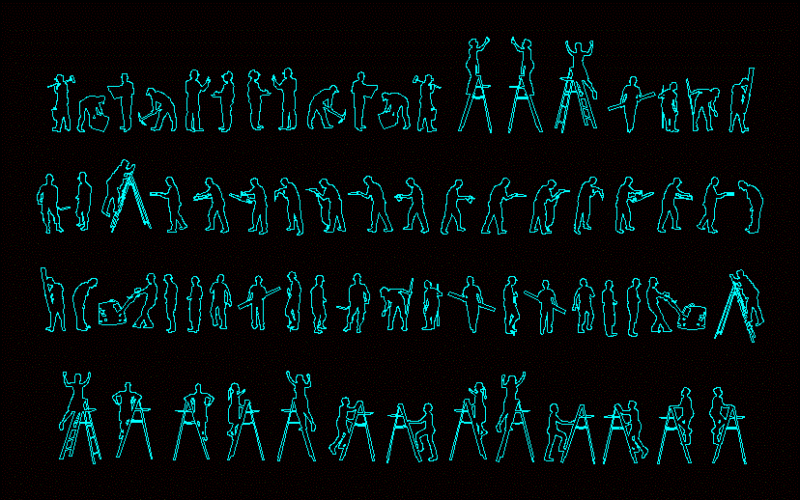 People Silhouettes Working DWG Elevation for AutoCAD