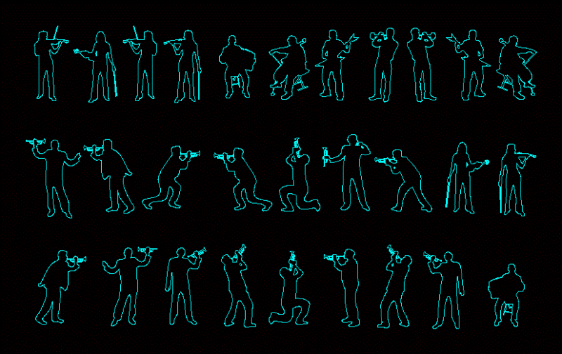 People Silutas People Who Play Instruments MusicalesmÚSica DWG Elevation for AutoCAD
