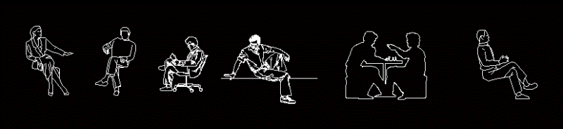 People Sitting 2D DWG Elevation for AutoCAD