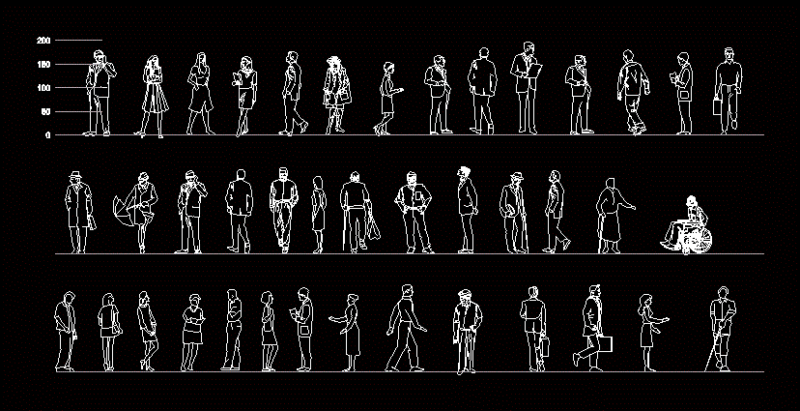 People Standing 2D DWG Block for AutoCAD