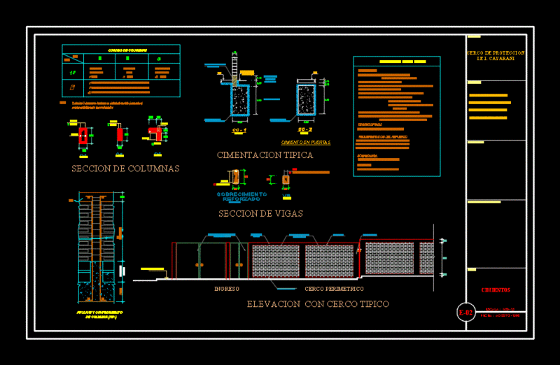 Perimeter Fences Masonry Bricks DWG Detail for AutoCAD
