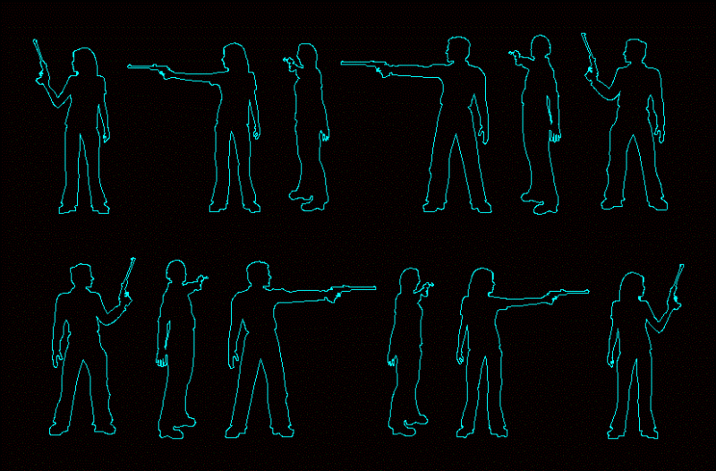 Person Silhouettes Gun DWG Elevation for AutoCAD