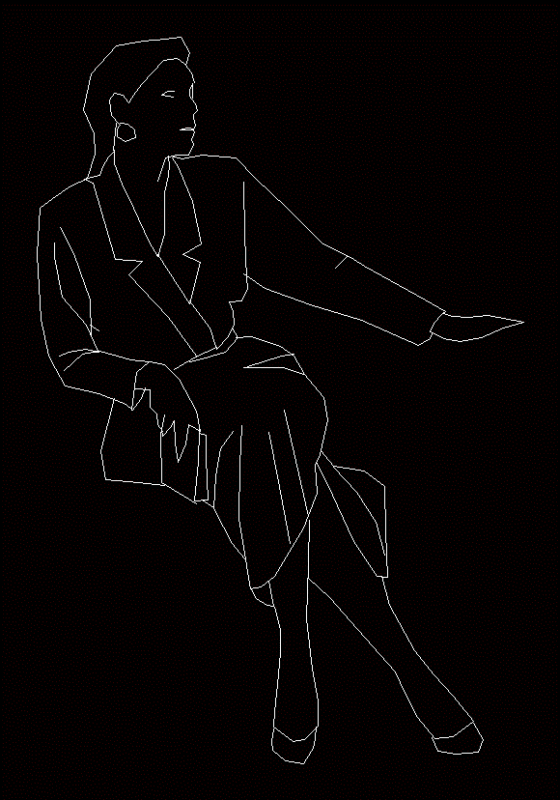 Person Sitting Flat DWG Elevation for AutoCAD