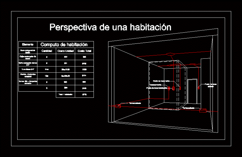 Perspective Room Electricity DWG Block for AutoCAD