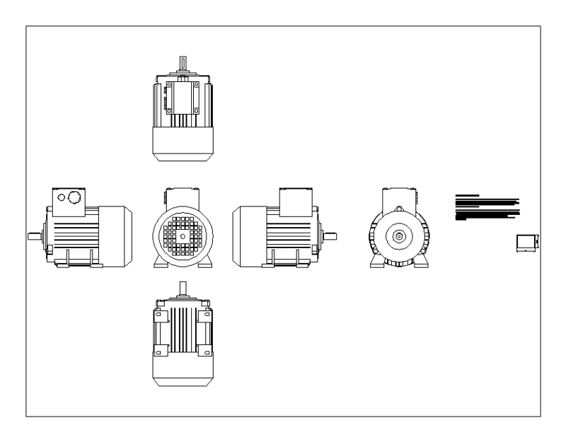 Phase Electric Motor DWG Block for AutoCAD