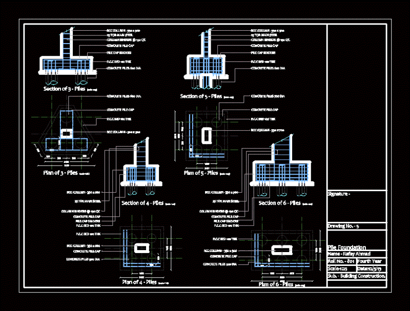Pile DWG Plan for AutoCAD