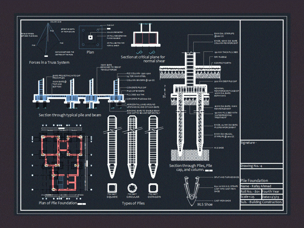 Pile Foundation Details Dwg Detail For Autocad • Designs Cad