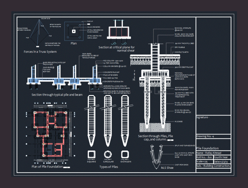 Pile Foundation Details DWG Detail for AutoCAD