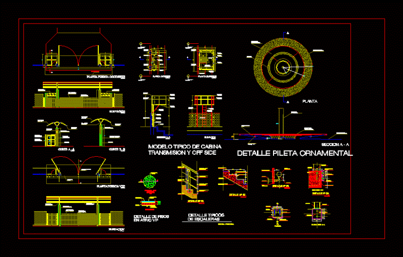 Pileta Ornamental Detalles DWG Block for AutoCAD