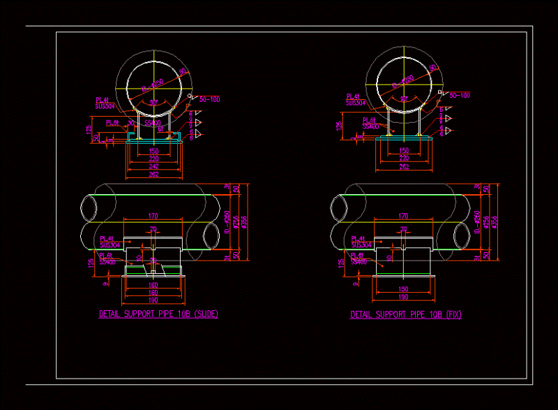 Piping Support DWG Block for AutoCAD