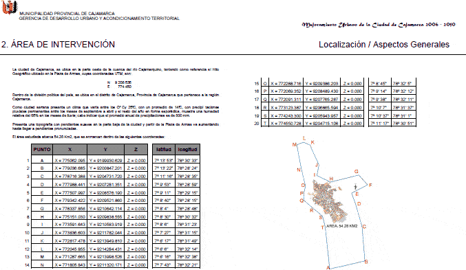 Plan Improvement And Management Of The City Of Cajamarca – Peru DOC Plan Word Document