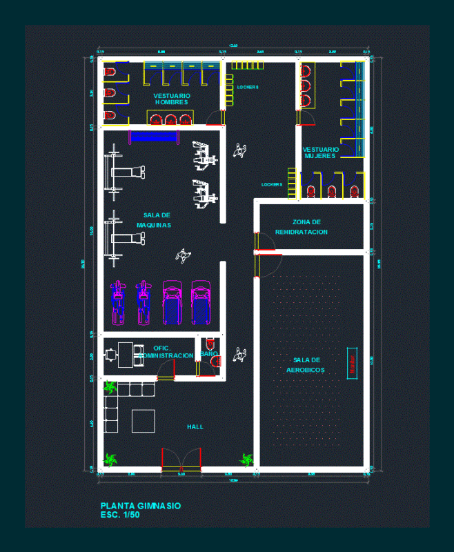 Plant Fitness DWG Plan for AutoCAD