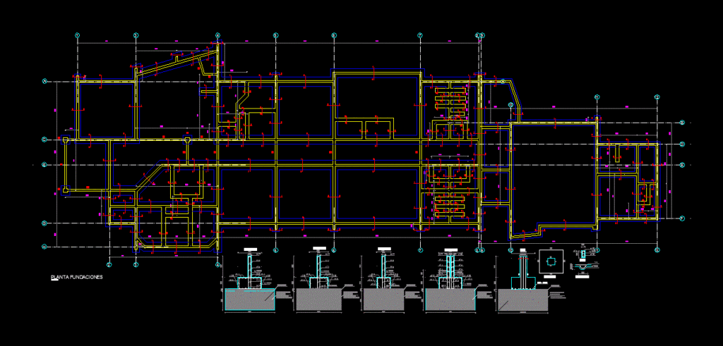 Planta Foundations DWG Detail for AutoCAD