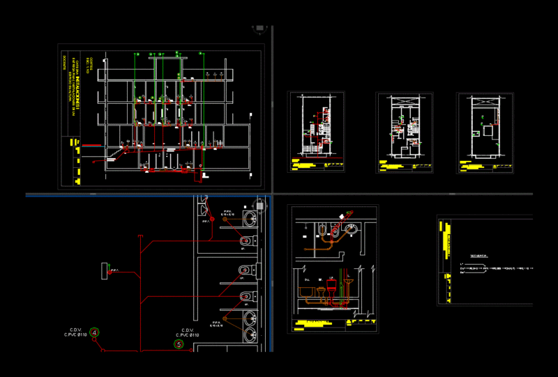 Plumbing Of A Building DWG Block for AutoCAD
