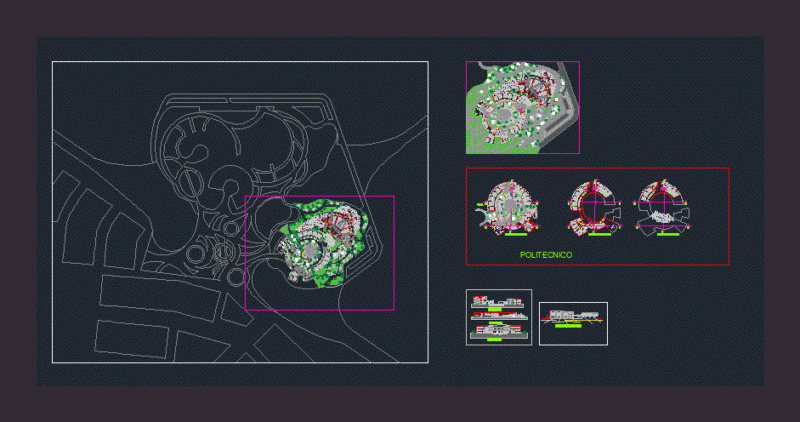 Politecnico And Auditorium DWG Elevation for AutoCAD