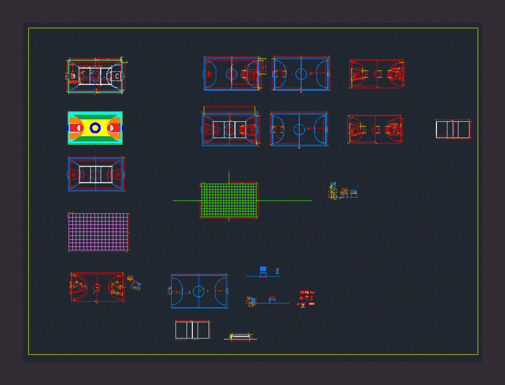 Polyfunctional Official Courts DWG Block for AutoCAD
