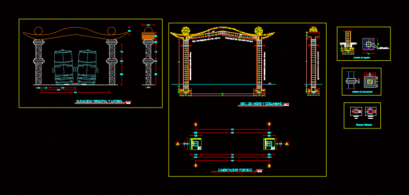 Portico Entrance Detail DWG Detail for AutoCAD