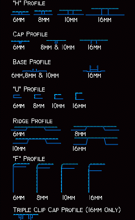 Poyicarbonate Profiles DWG Block for AutoCAD • Designs CAD
