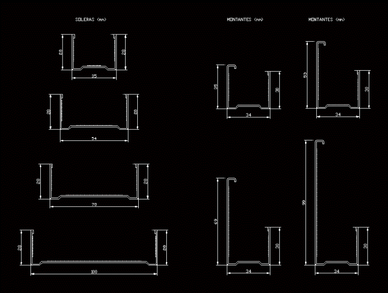 Profiles, Durlock DWG Block for AutoCAD