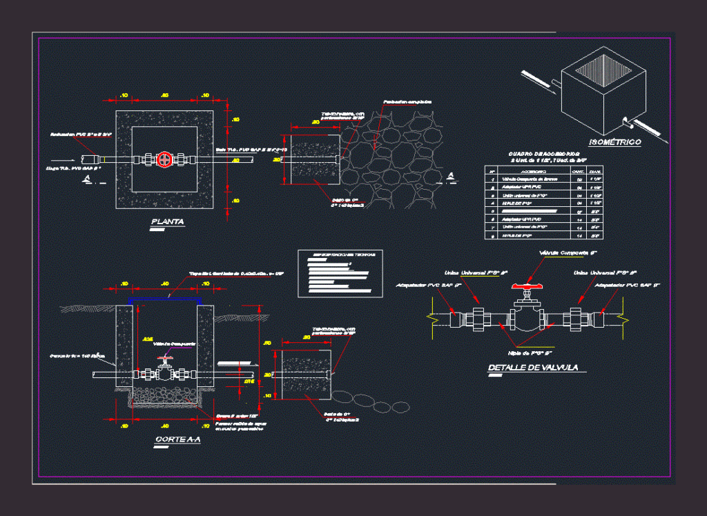Purge Valve DWG Detail for AutoCAD