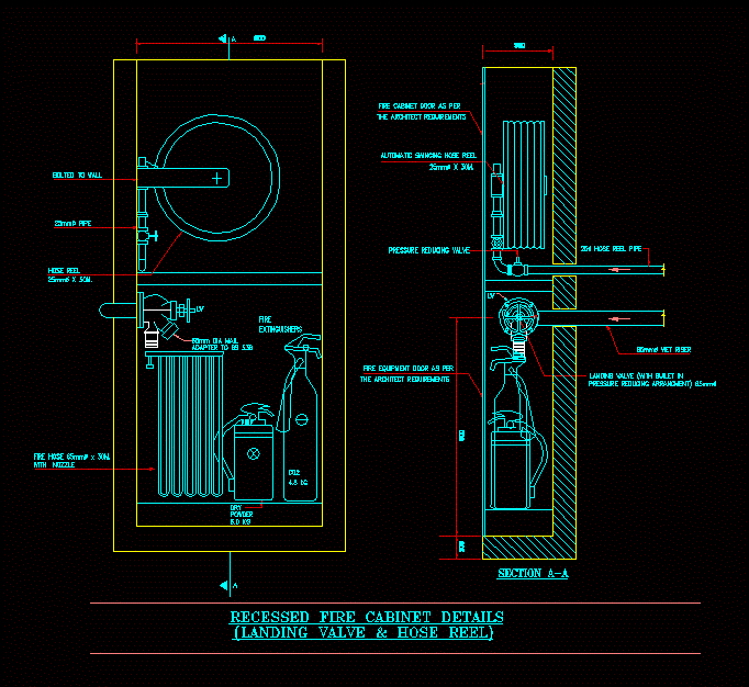 Recessed Fire Cabinet DWG Detail for AutoCAD • Designs CAD