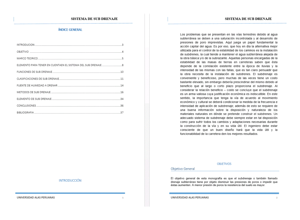 Report System Sub-Drains UNK CAD Drawing