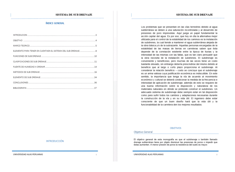 Report System Sub-Drains UNK CAD Drawing