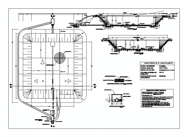 Reservoir Water Night DWG Section for AutoCAD