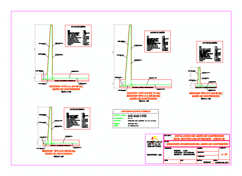 Retaining Walls DWG Section for AutoCAD