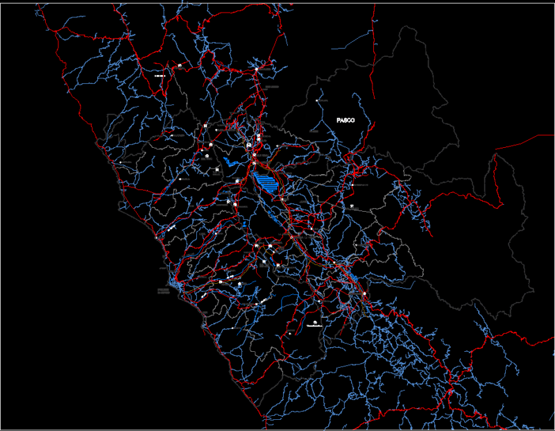 Road Map Pasco, Peru DWG Block for AutoCAD