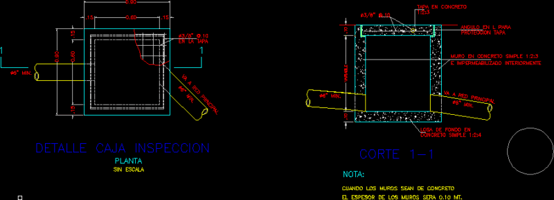 Sanitary Box Inspeccion DWG Block for AutoCAD