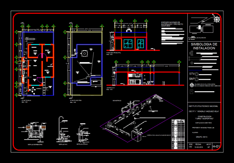 Sanitary Installation DWG Block for AutoCAD