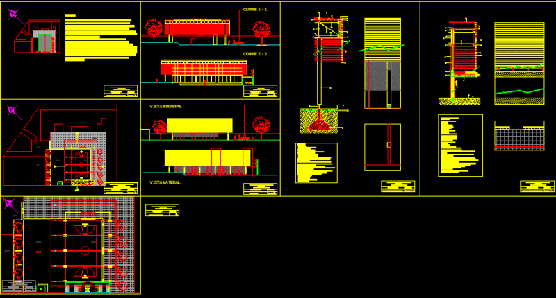 School Gym DWG Section for AutoCAD