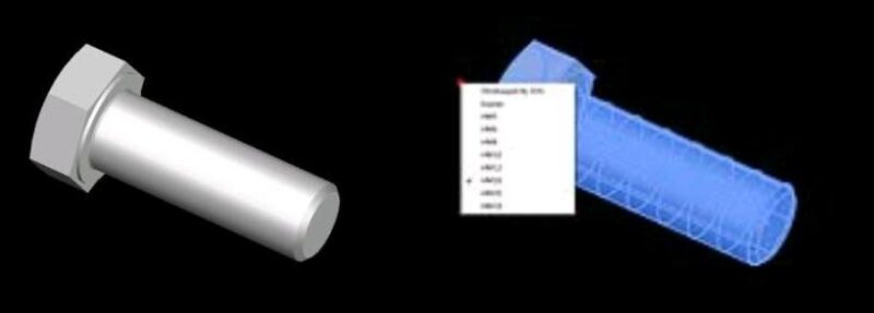 Dynamic 3D Hex Head Screw CAD Block (M5 to M24)