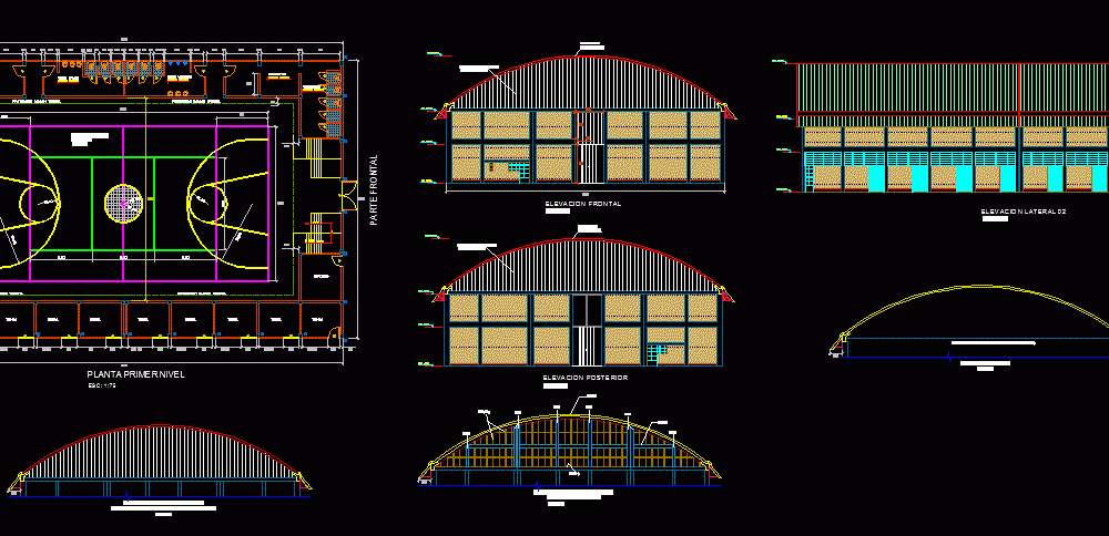 Self Supporting Roof For Sports Stadium DWG Block for 