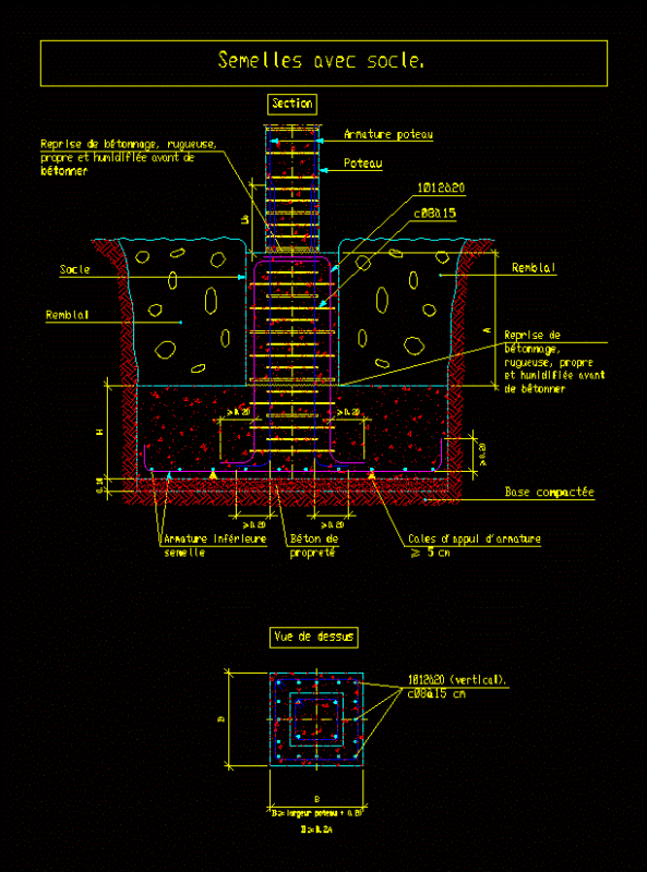 Semelle Fondation DWG Detail for AutoCAD