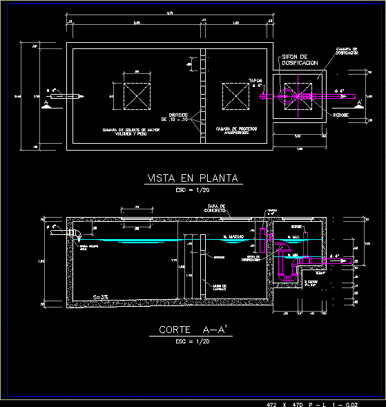 Septic Tank With Dosing Siphon DWG Block for AutoCAD • Designs CAD