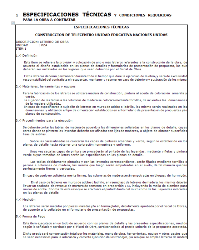 Several Technical Specifications DOC Word Document