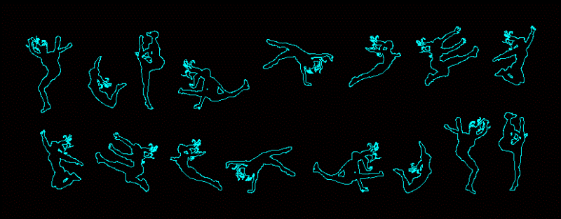 Silhouette People – Gymnastics 2D DWG Elevation for AutoCAD
