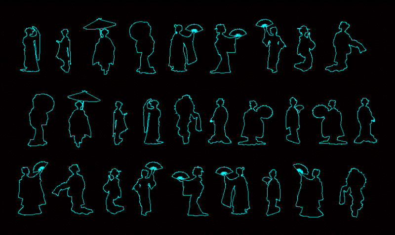 Silhouettes Geisha 2D DWG Elevation for AutoCAD