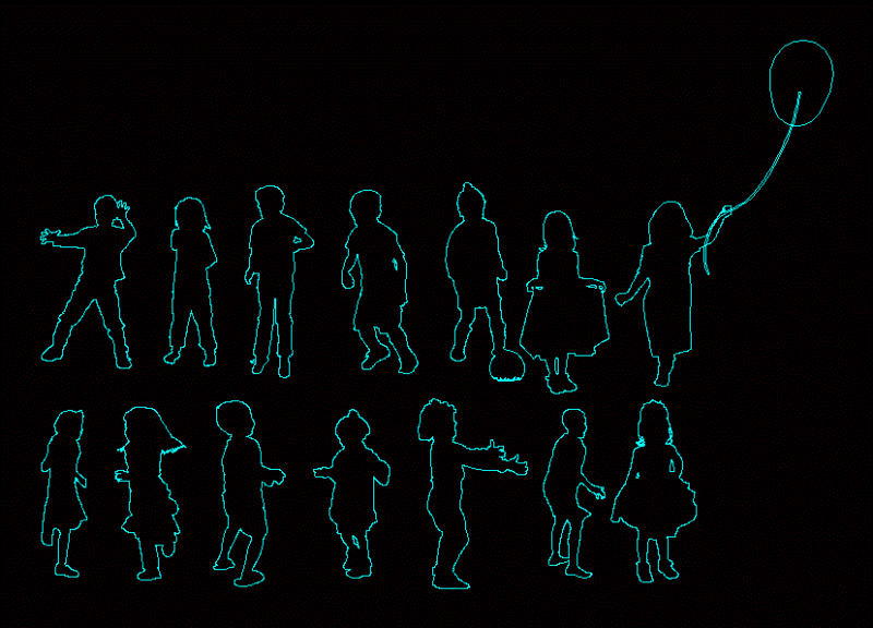 Silhouettes Of Children DWG Full Project for AutoCAD