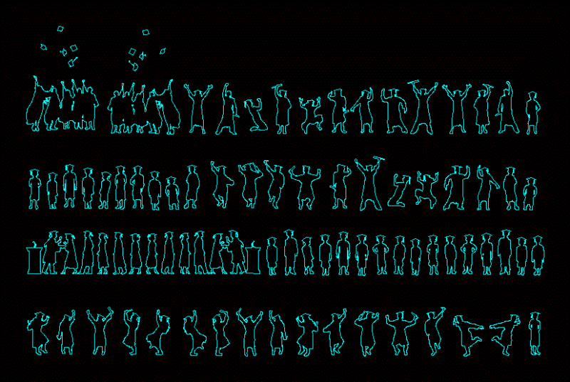 Silhouettes Of Graduates DWG Elevation for AutoCAD