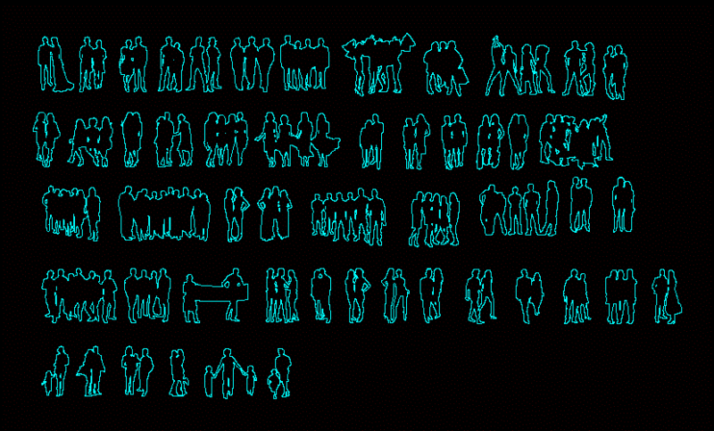 Silhouettes Of People Group DWG Block for AutoCAD