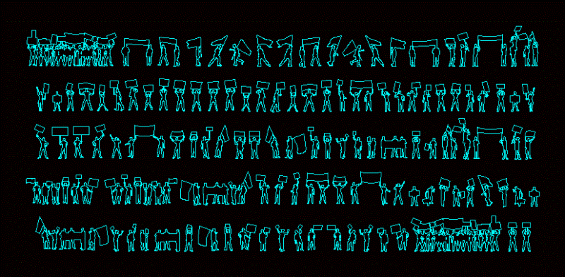 Silhouettes Of People Protesting DWG Block for AutoCAD