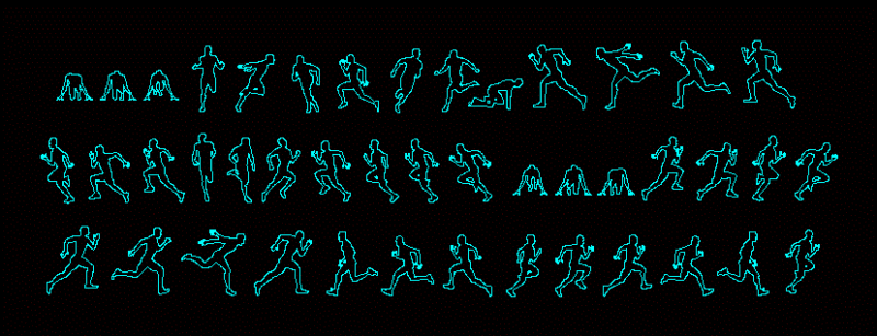 Silhouettes Of Sprinting 2D DWG Elevation for AutoCAD