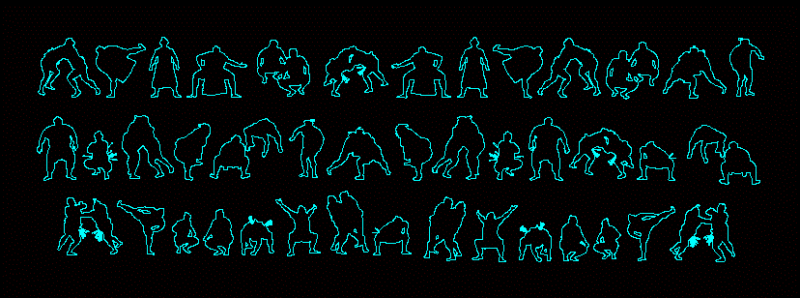 Silhouettes Sumo Wrestler 2D DWG Elevation for AutoCAD