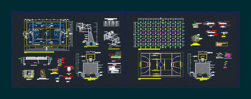 Slab Multiple Sports DWG Elevation for AutoCAD