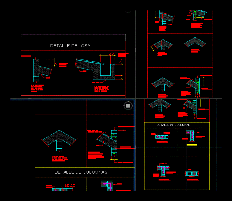 Slabs; Pins And Columns DWG Detail for AutoCAD